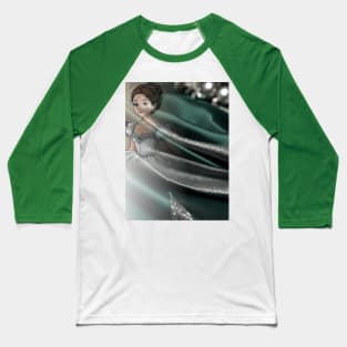 Fairytale princess in green sequin Baseball T-Shirt